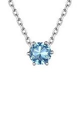 catchy silver round rolo chain March birthstone baby necklace